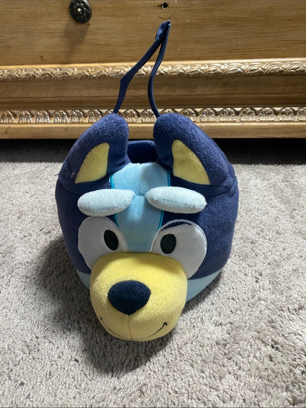 Plush Husky Toy Treat Basket - Blue and Yellow Kids Toy